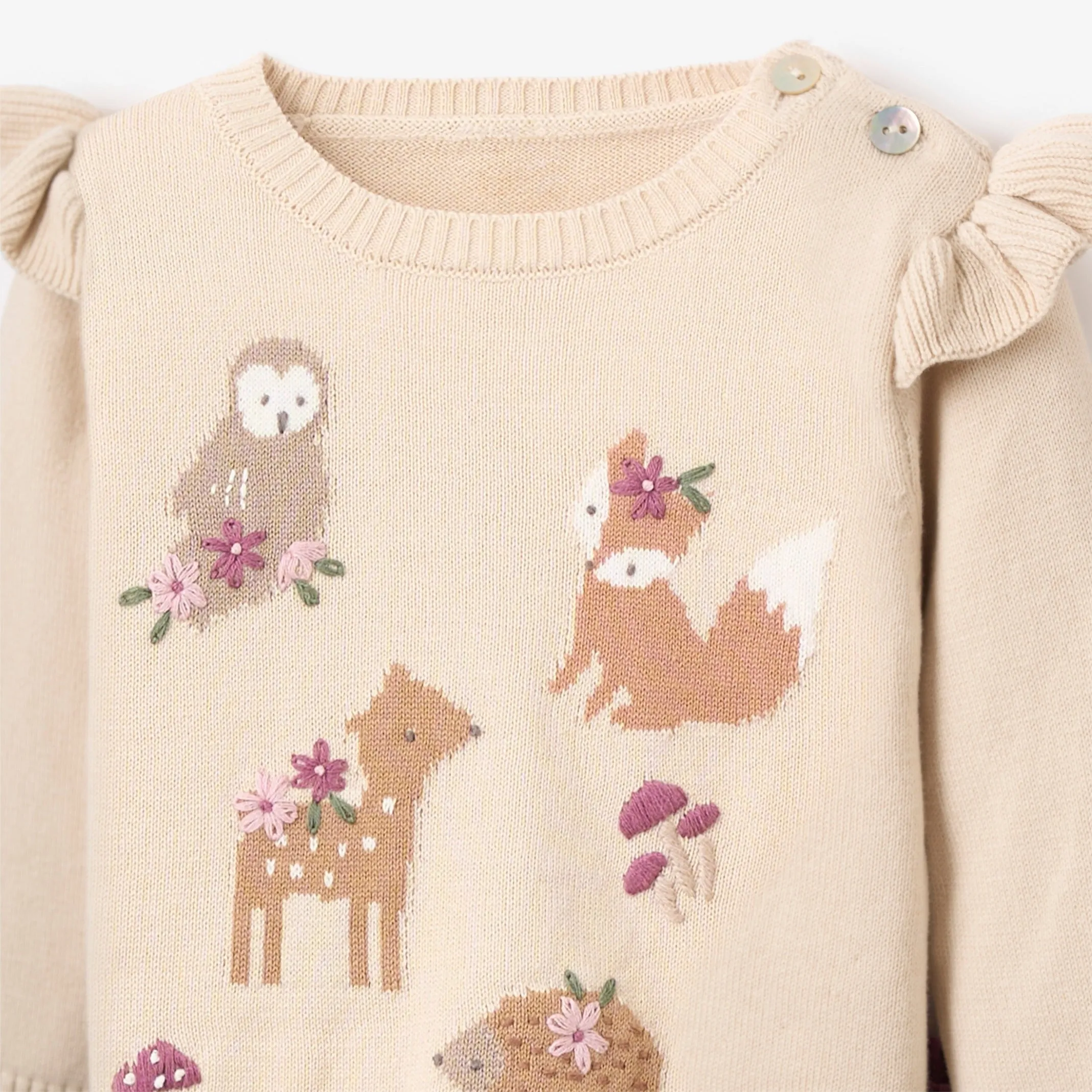 Woodland Friends Flutter Sleeve Sweater