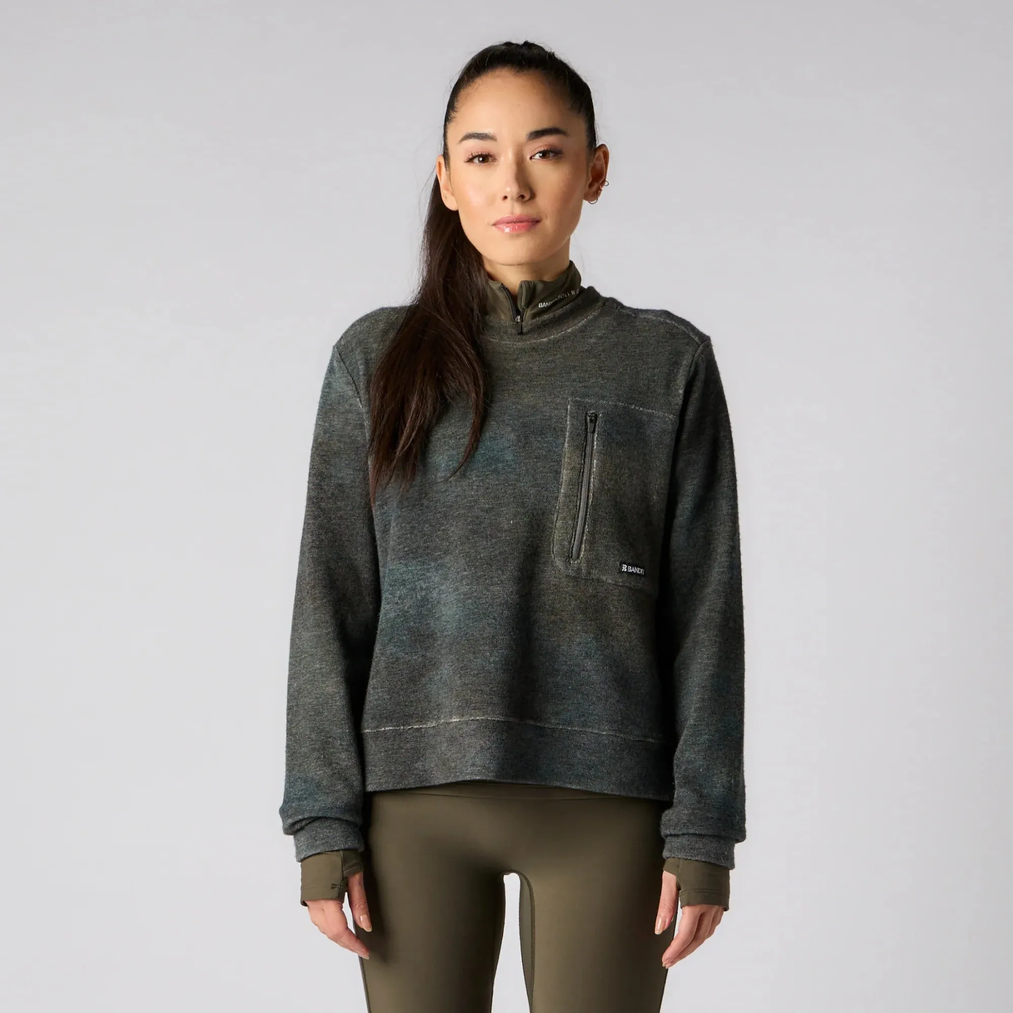 Wool Terry Crewneck Block Pullover - Women's