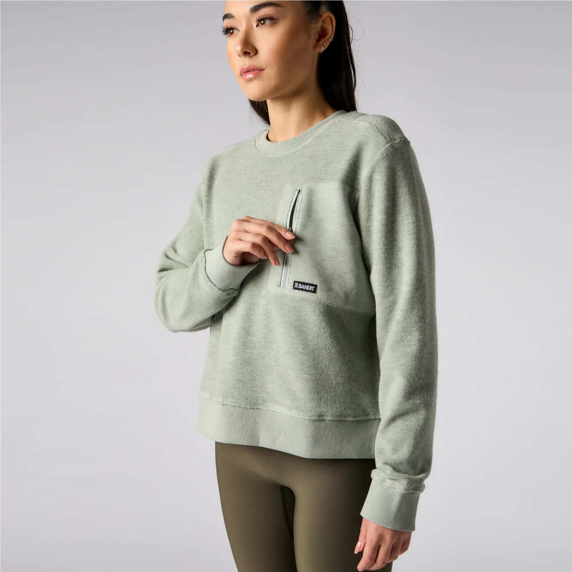 Wool Terry Crewneck Block Pullover - Women's