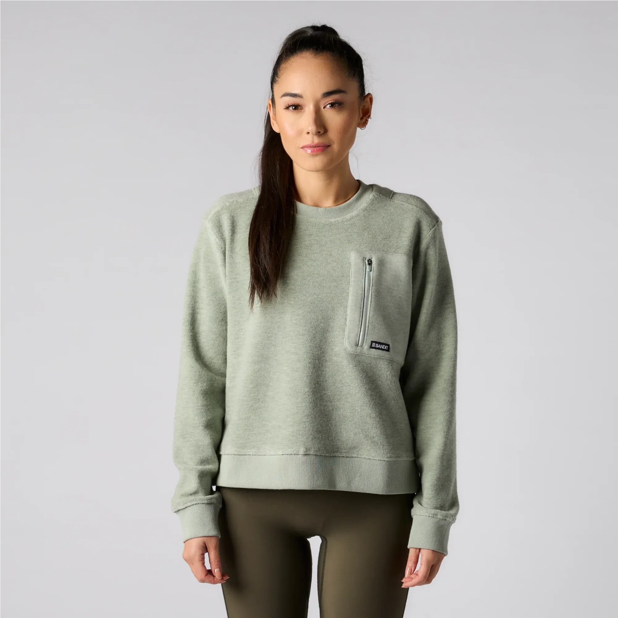 Wool Terry Crewneck Block Pullover - Women's