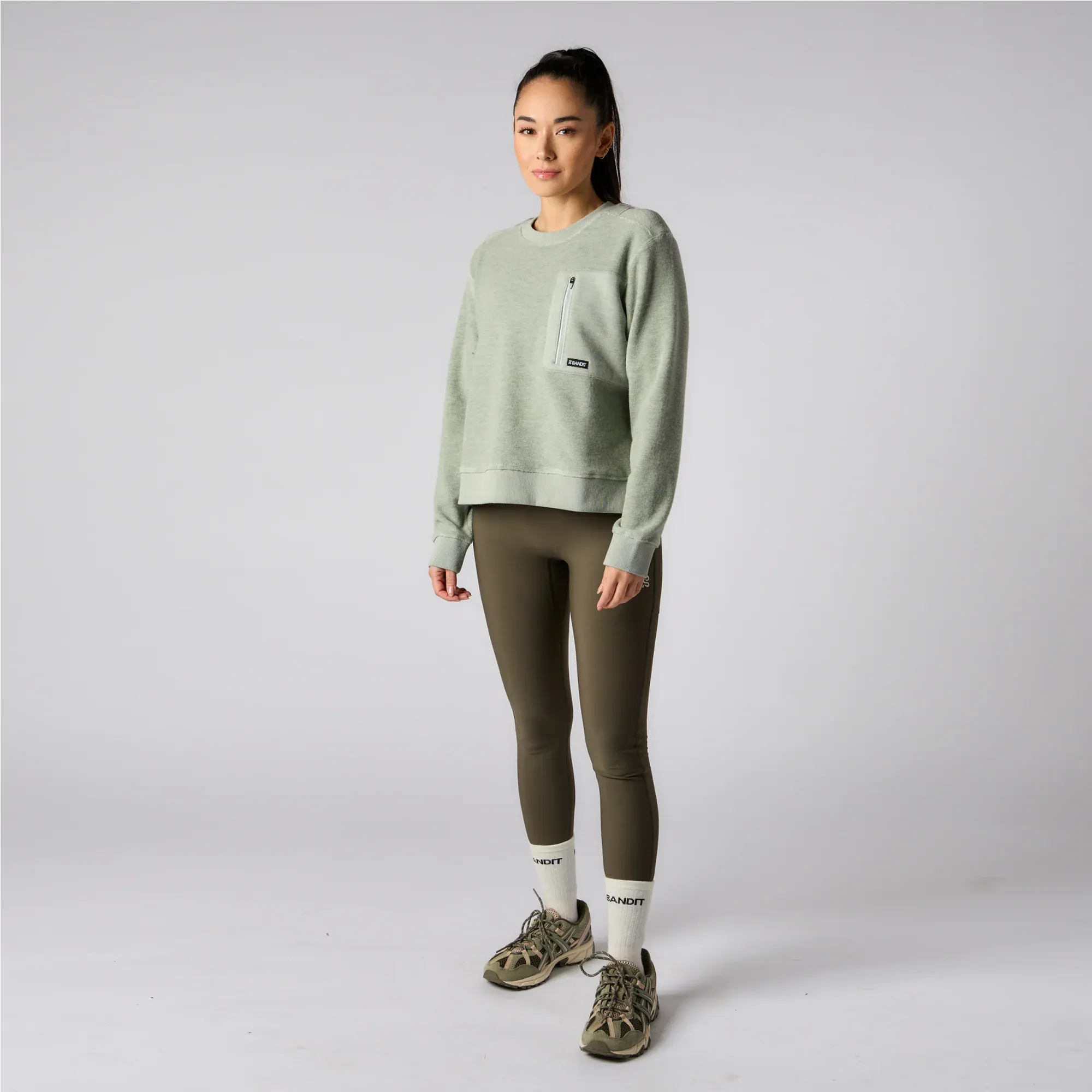 Wool Terry Crewneck Block Pullover - Women's