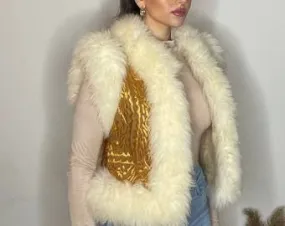 Y2k afghan fur vest coat