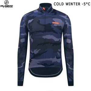 YKYW Men's Cycling Jacket Winter Icy Weather -5-10℃ Waterproof and Windproof Warm Thermal Fleece 2 Colors