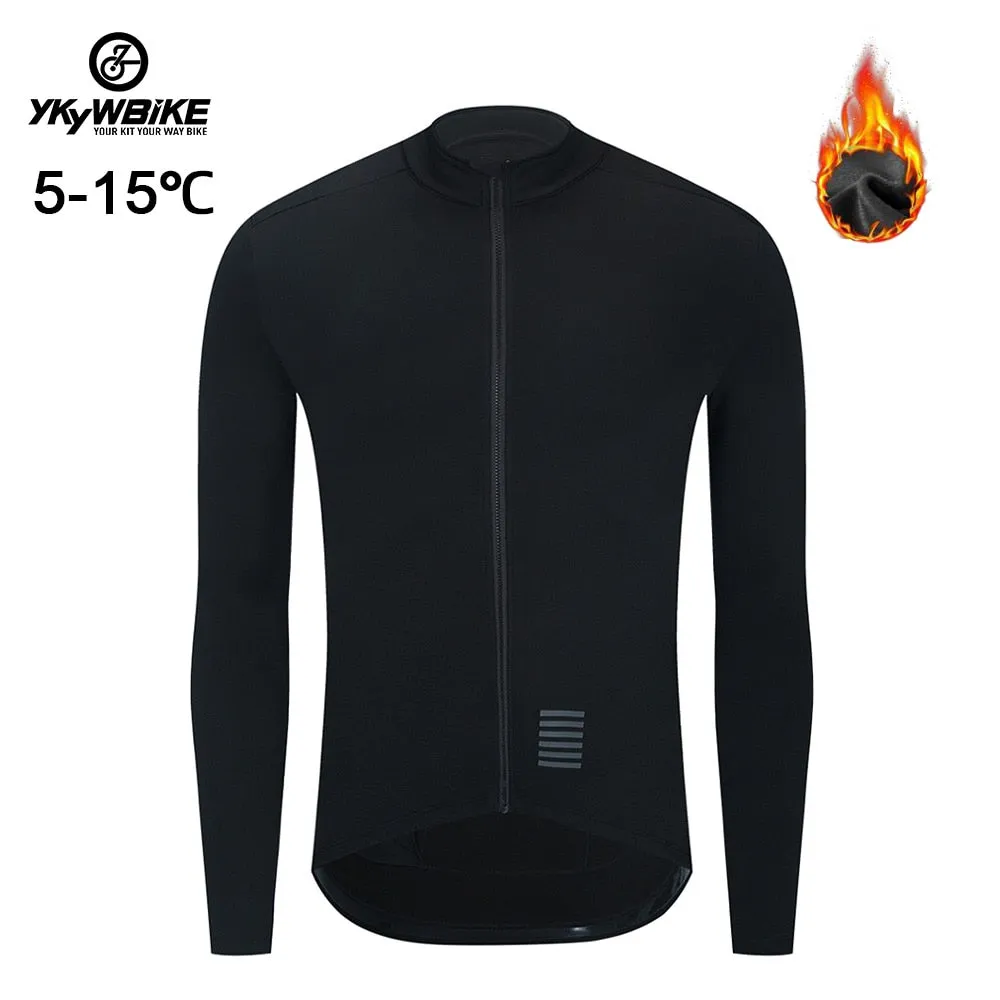 YKYW Men's Cycling Jersey Jacket Winter 5-15℃ Thermal Fleece Long Sleeves 6 Colors