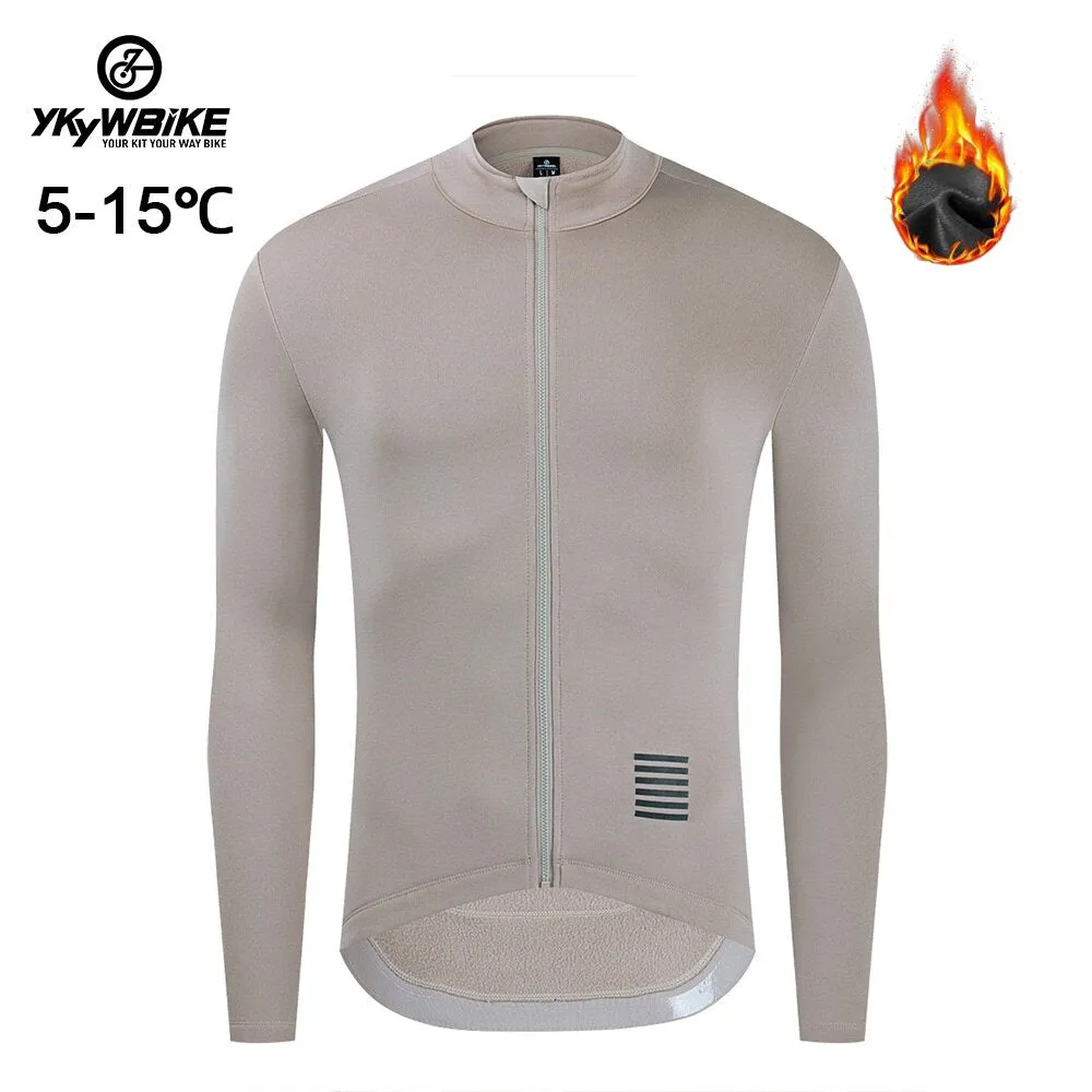 YKYW Men's Cycling Jersey Jacket Winter 5-15℃ Thermal Fleece Long Sleeves 6 Colors