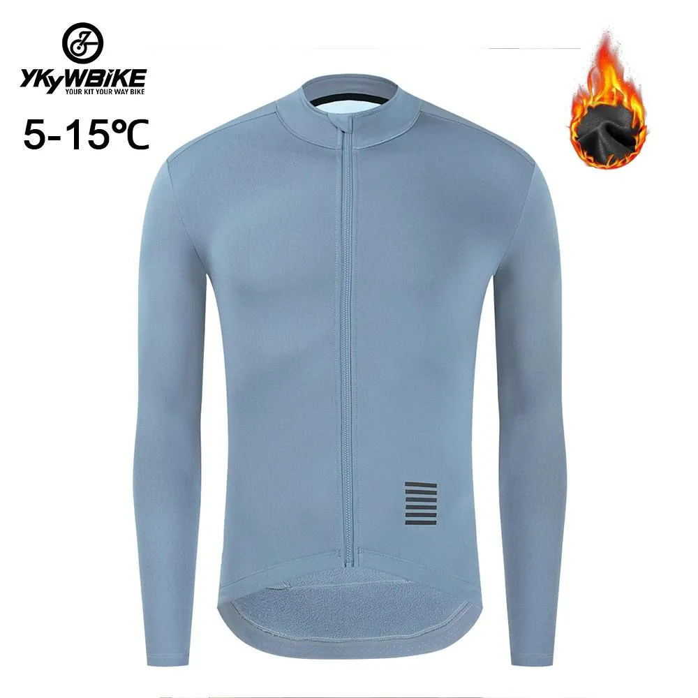 YKYW Men's Cycling Jersey Jacket Winter 5-15℃ Thermal Fleece Long Sleeves 6 Colors