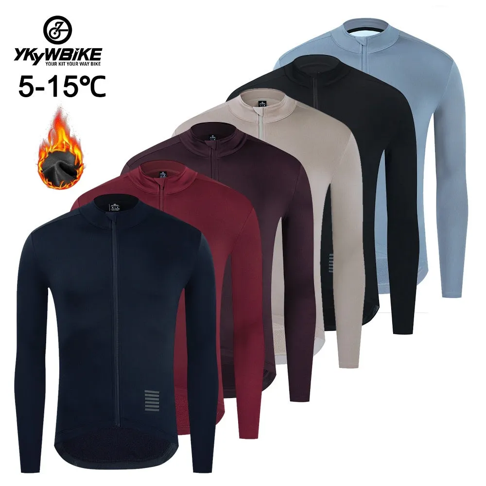 YKYW Men's Cycling Jersey Jacket Winter 5-15℃ Thermal Fleece Long Sleeves 6 Colors