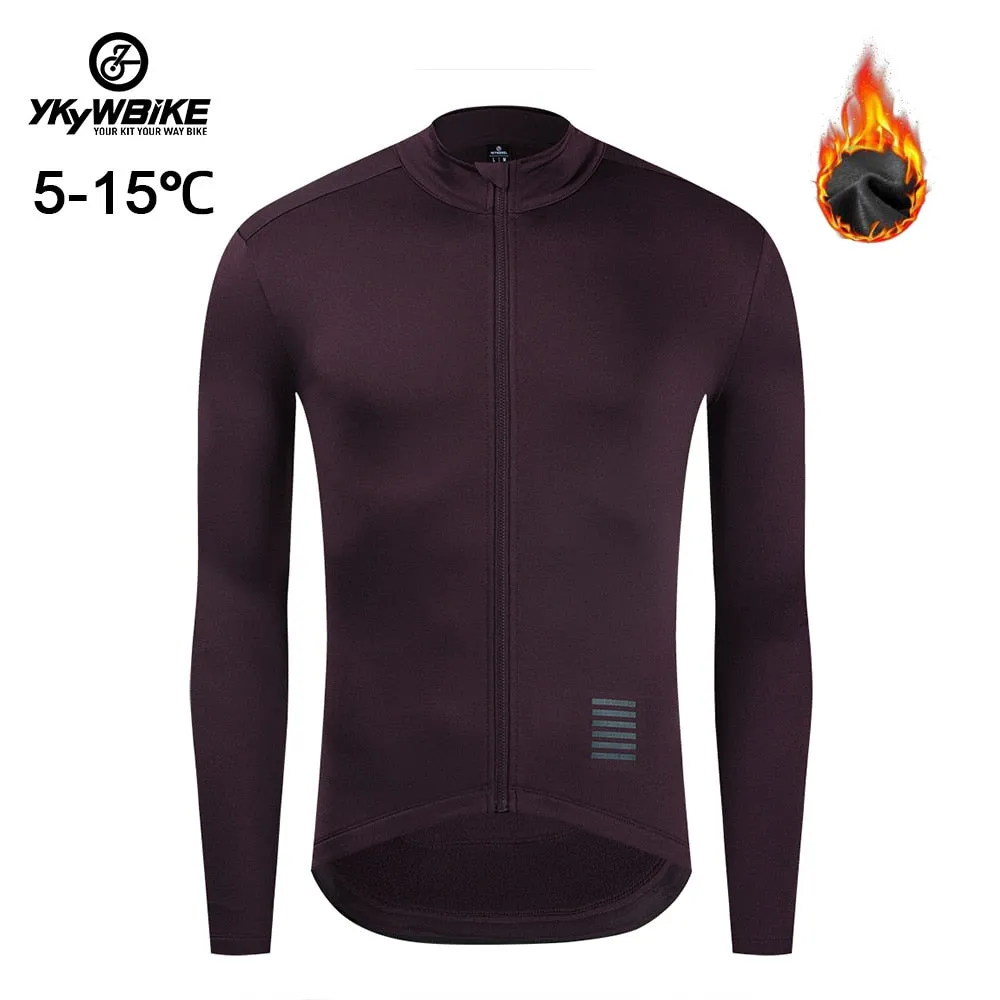 YKYW Men's Cycling Jersey Jacket Winter 5-15℃ Thermal Fleece Long Sleeves 6 Colors