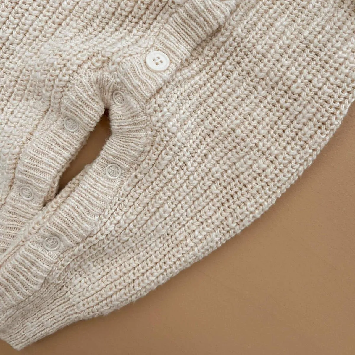 Ziggy Lou Classic Textured Chunky Knit Romper - Honey